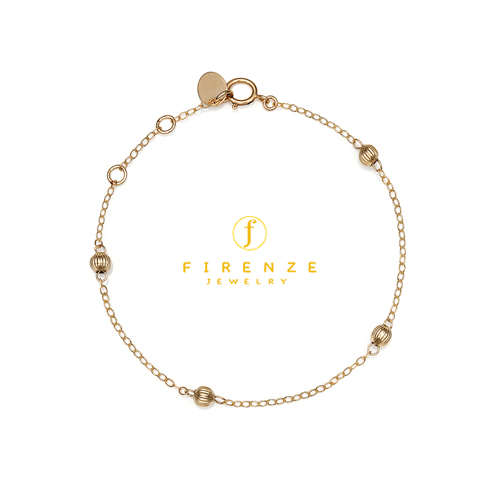 14K Gold Filled Handmade 1.6mmx200mm plateCablechain with 4x4mm CorrugatedBall (Anklet) Bracelet[Firenze Jewelry] 피렌체주얼리